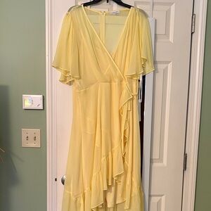 Calvin Klein Soft Yellow Asymmetrical Dress NWT